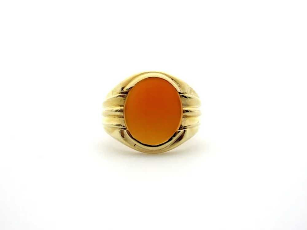 10K Yellow Gold Carnelian Ring - Size 7.75 - image 12
