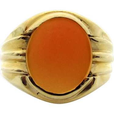 10K Yellow Gold Carnelian Ring - Size 7.75 - image 1
