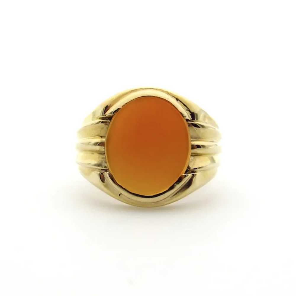 10K Yellow Gold Carnelian Ring - Size 7.75 - image 6