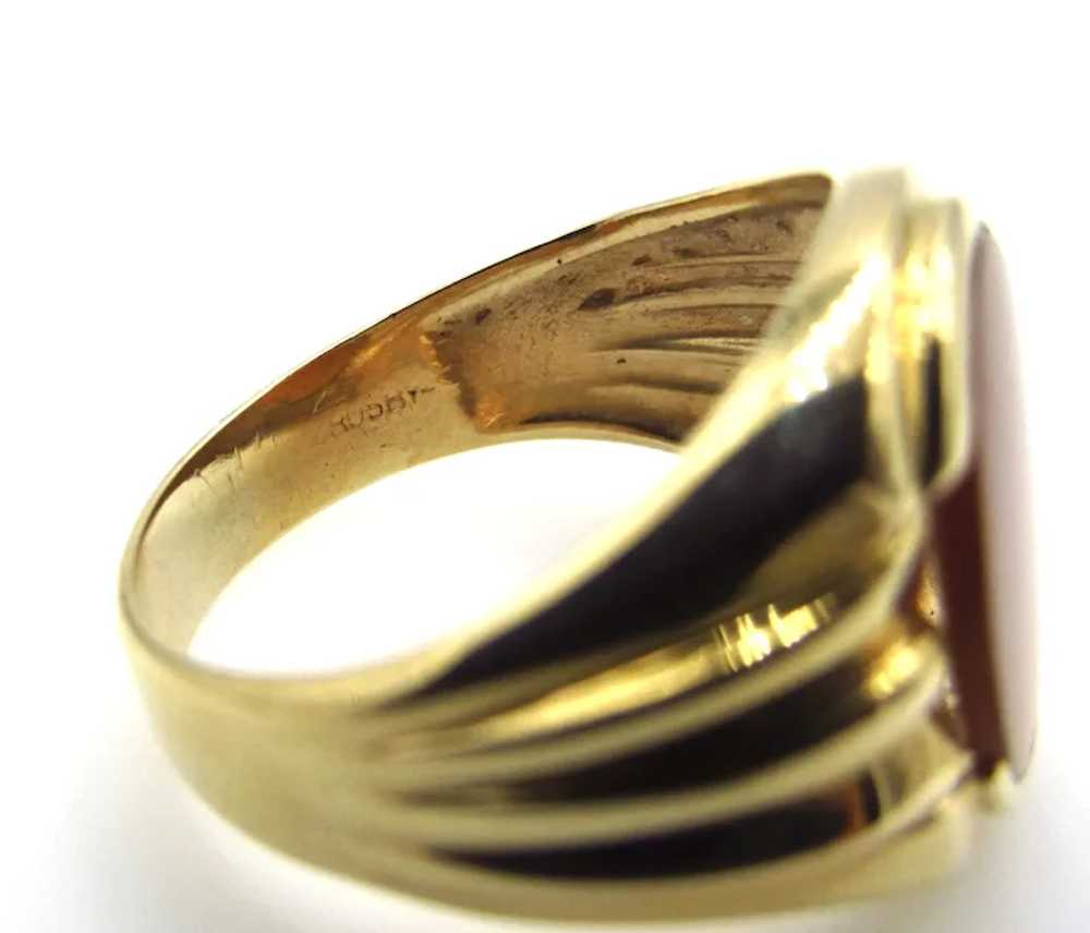 10K Yellow Gold Carnelian Ring - Size 7.75 - image 9