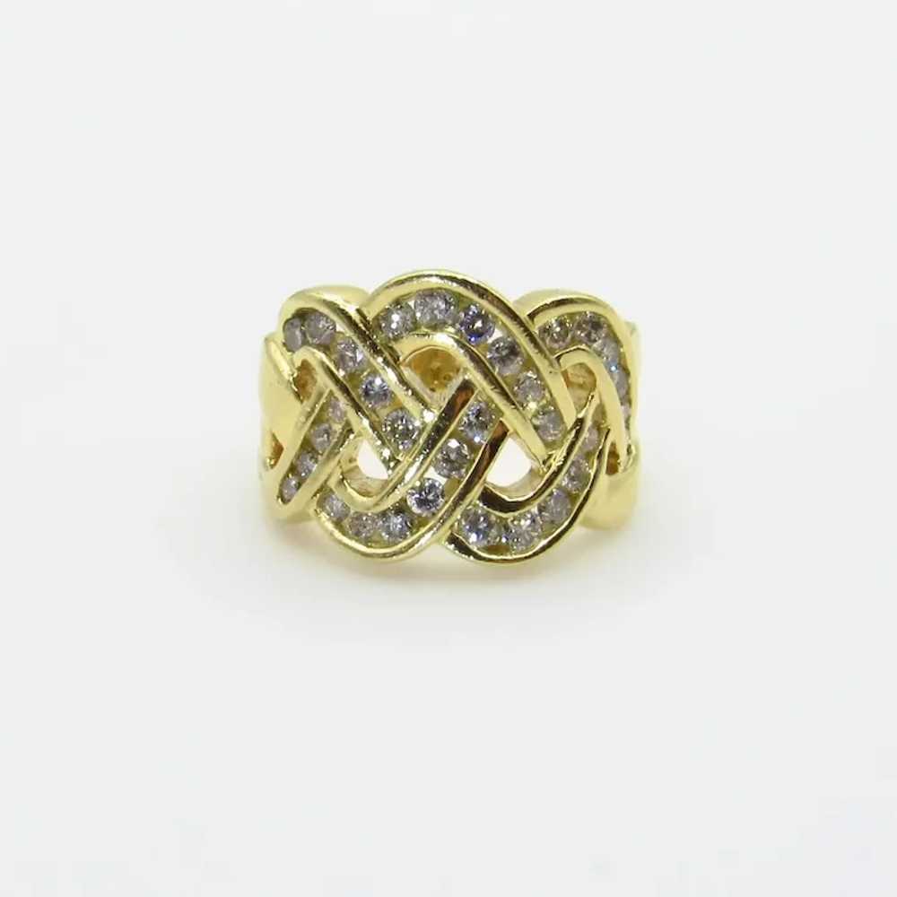 14K Yellow Gold Braided Diamond Ring - Size 6.75 - image 10