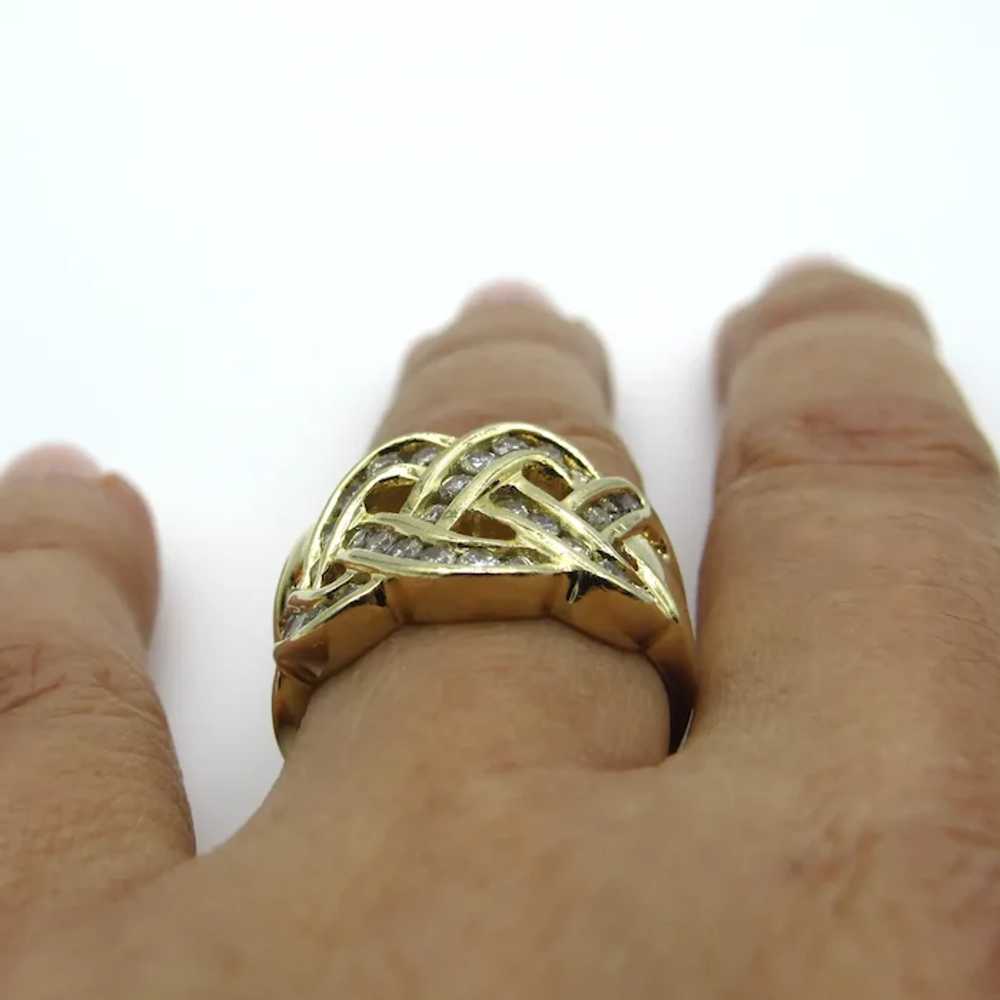 14K Yellow Gold Braided Diamond Ring - Size 6.75 - image 11