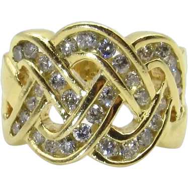 14K Yellow Gold Braided Diamond Ring - Size 6.75 - image 1