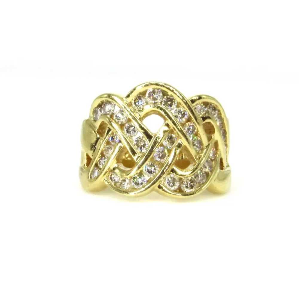 14K Yellow Gold Braided Diamond Ring - Size 6.75 - image 2