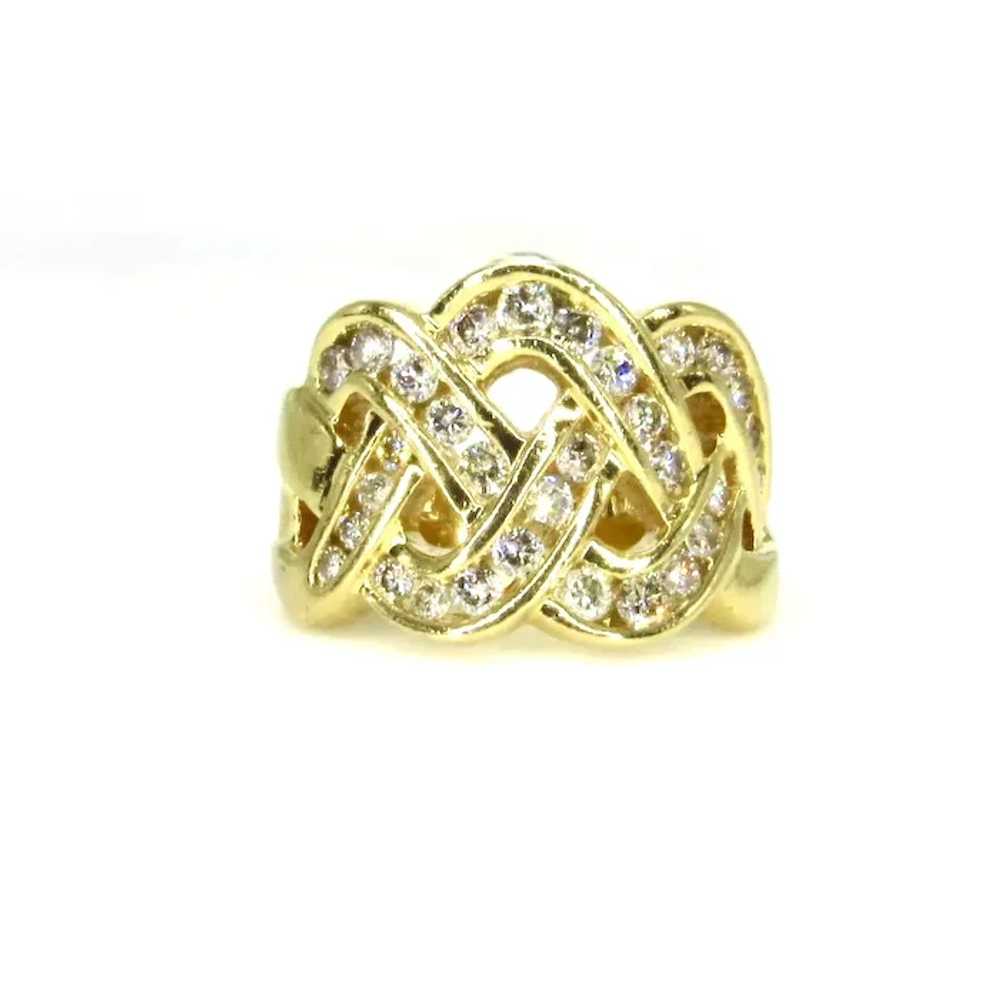 14K Yellow Gold Braided Diamond Ring - Size 6.75 - image 4