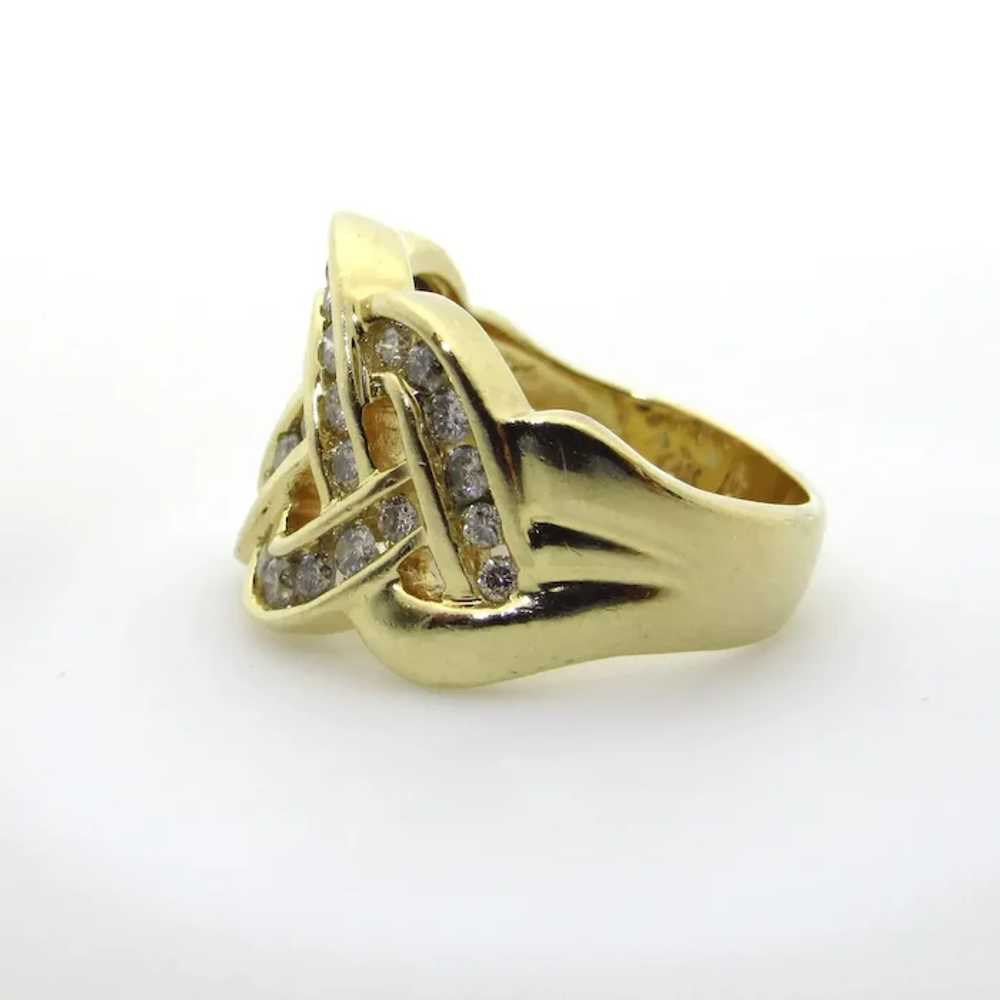 14K Yellow Gold Braided Diamond Ring - Size 6.75 - image 5
