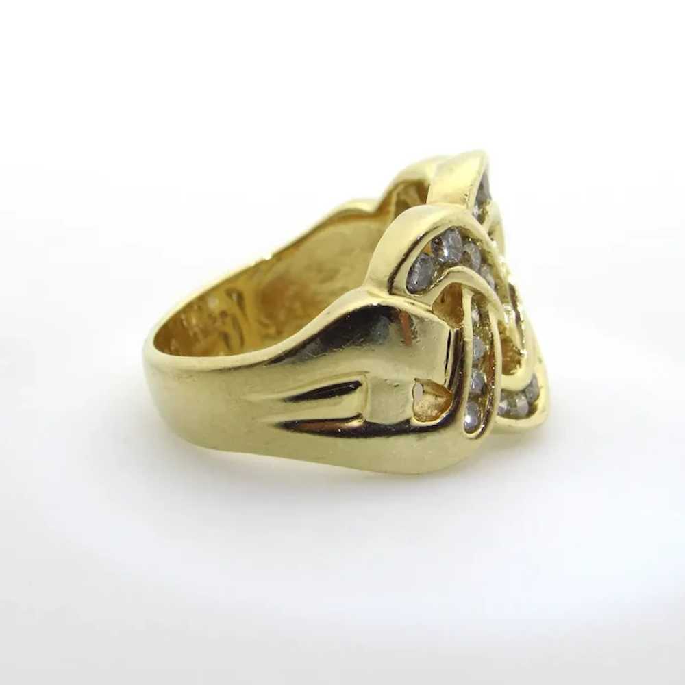 14K Yellow Gold Braided Diamond Ring - Size 6.75 - image 6