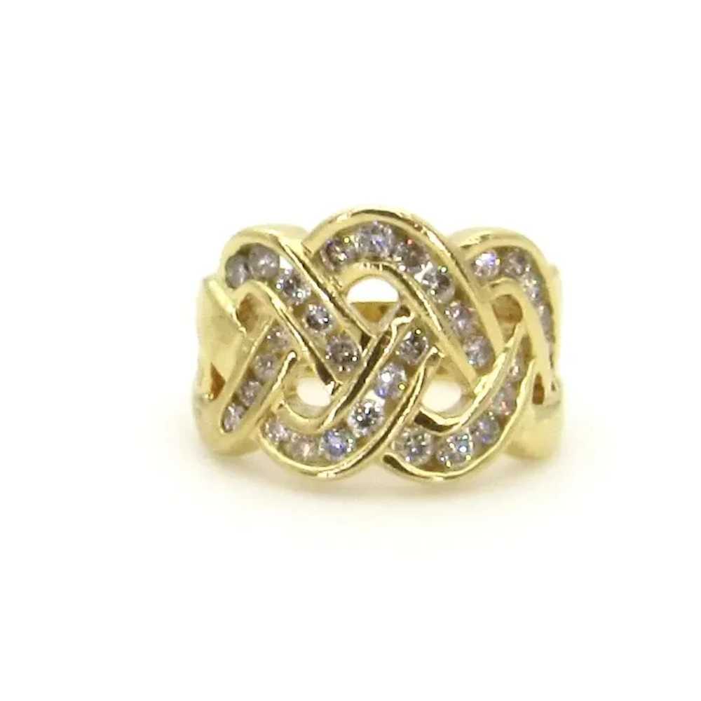 14K Yellow Gold Braided Diamond Ring - Size 6.75 - image 7
