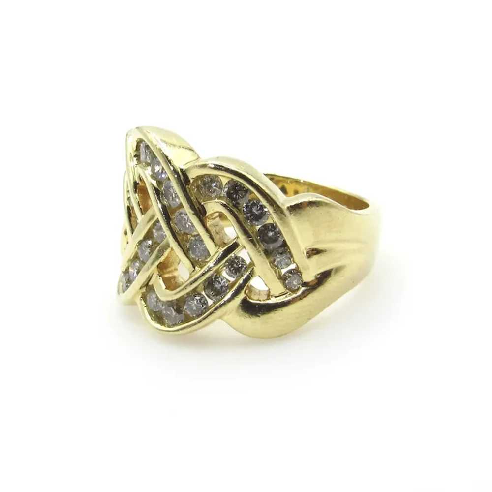 14K Yellow Gold Braided Diamond Ring - Size 6.75 - image 8