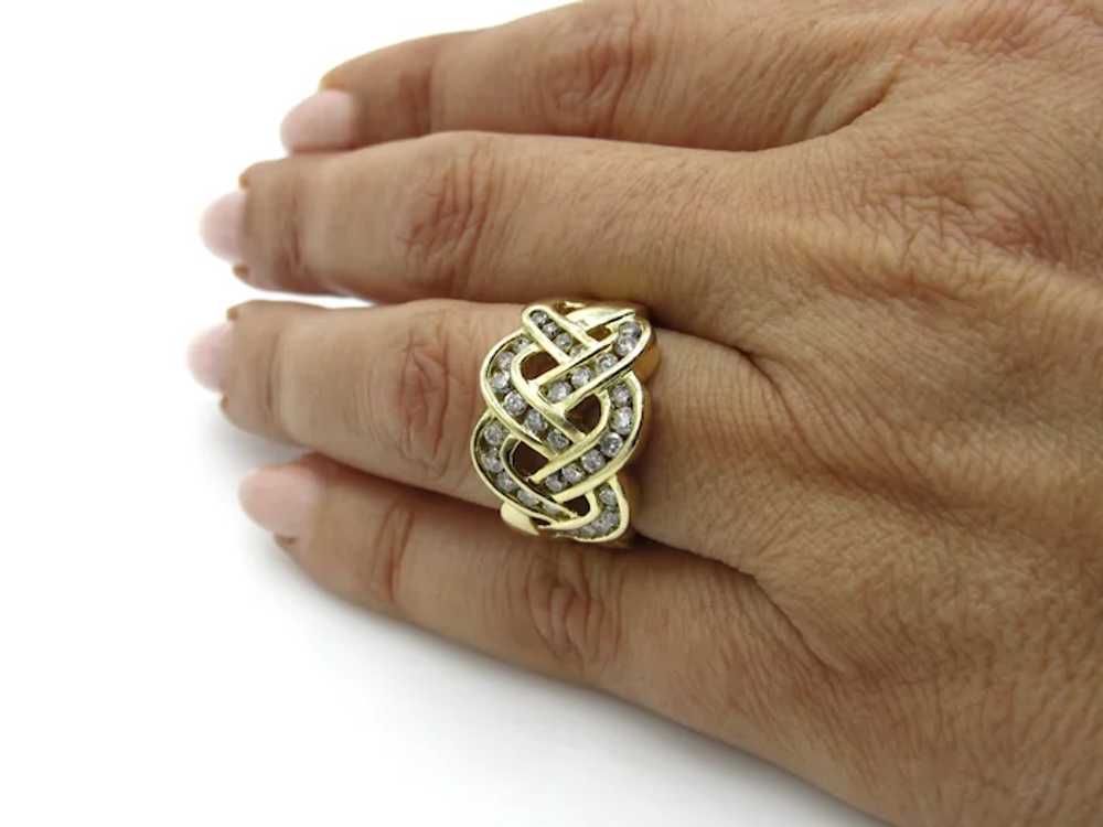 14K Yellow Gold Braided Diamond Ring - Size 6.75 - image 9