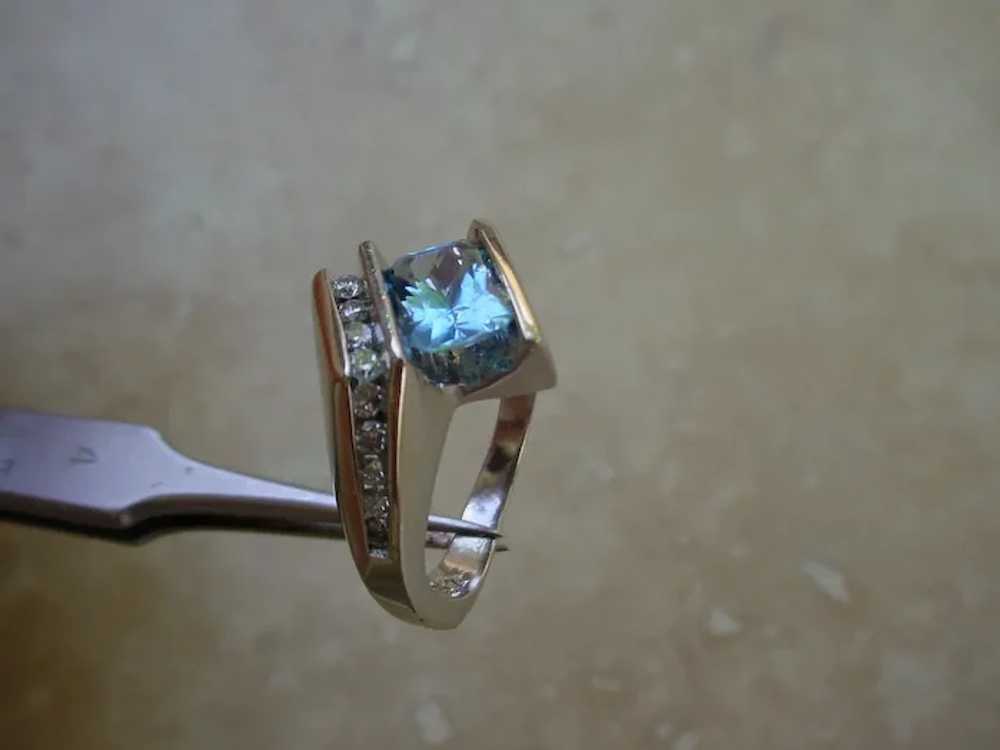 Beautiful  14K White Gold Ring, 1.5 Carat Aquamar… - image 3