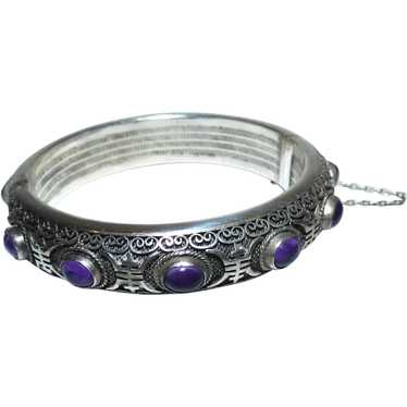 Antique Edwardian Chinese Export Silver & Amethyst