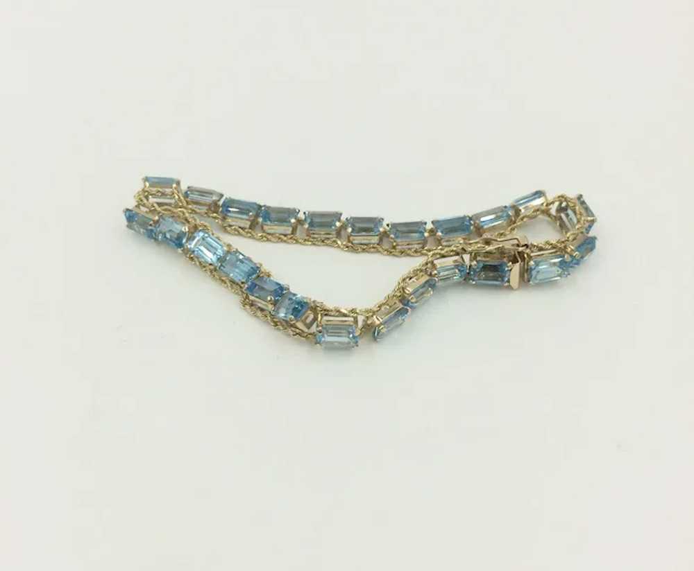 10K Gold Blue Topaz Gemstone Rope Chain Bracelet - image 2