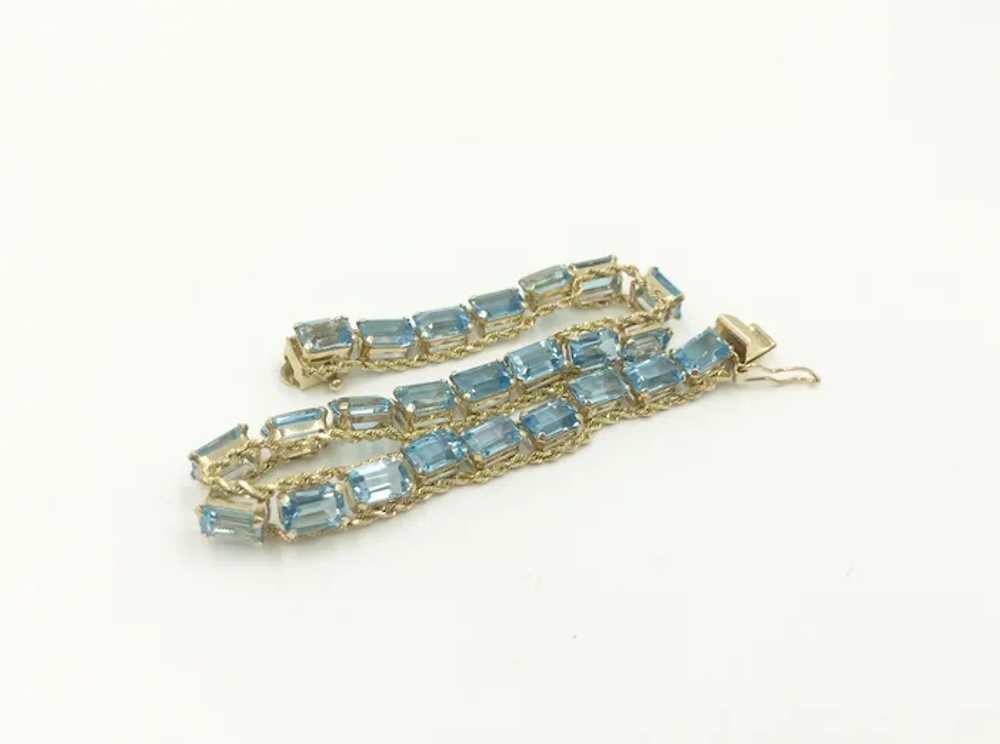 10K Gold Blue Topaz Gemstone Rope Chain Bracelet - image 4