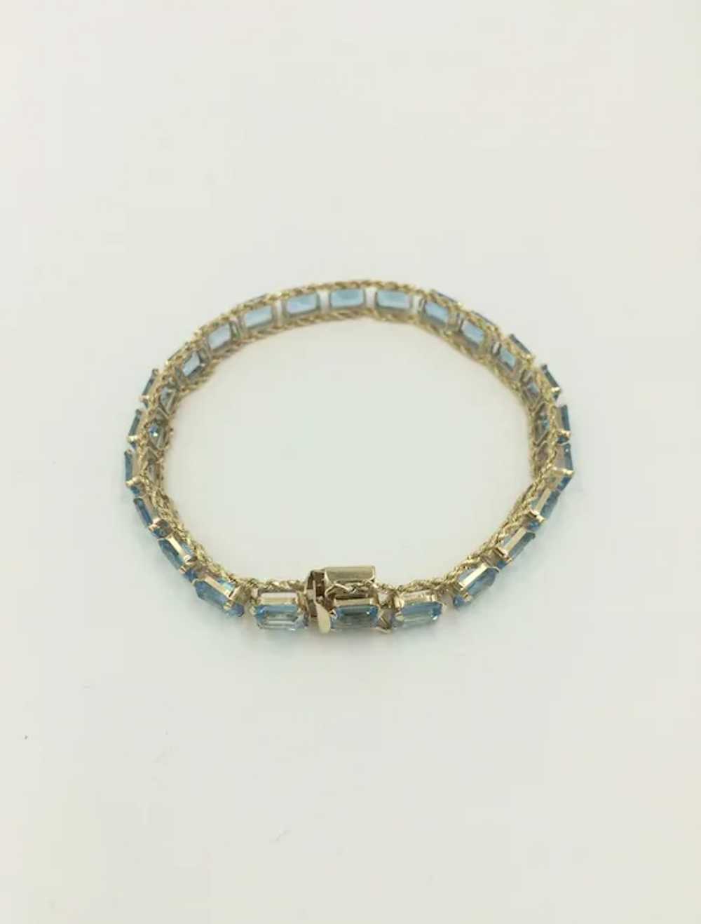 10K Gold Blue Topaz Gemstone Rope Chain Bracelet - image 5