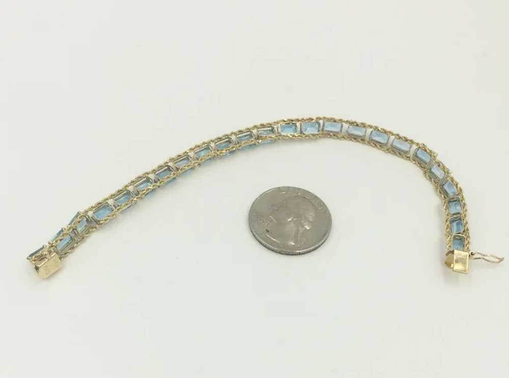 10K Gold Blue Topaz Gemstone Rope Chain Bracelet - image 8