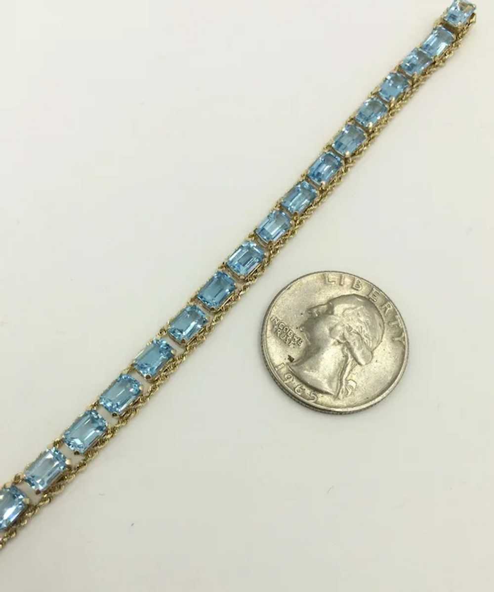 10K Gold Blue Topaz Gemstone Rope Chain Bracelet - image 9