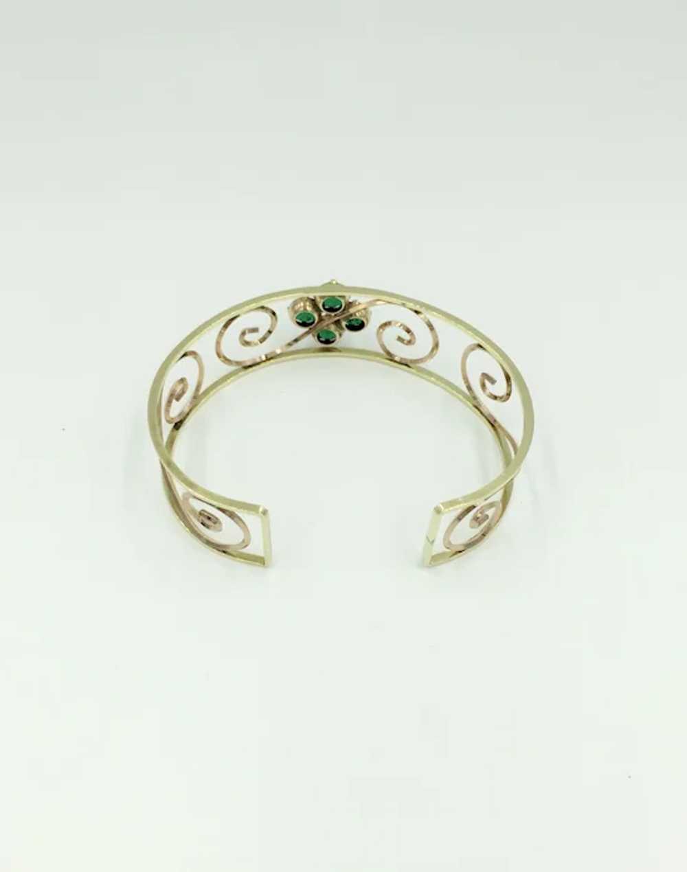 Two Tone Rose Pink Yellow Gold Filled Green Paste… - image 5