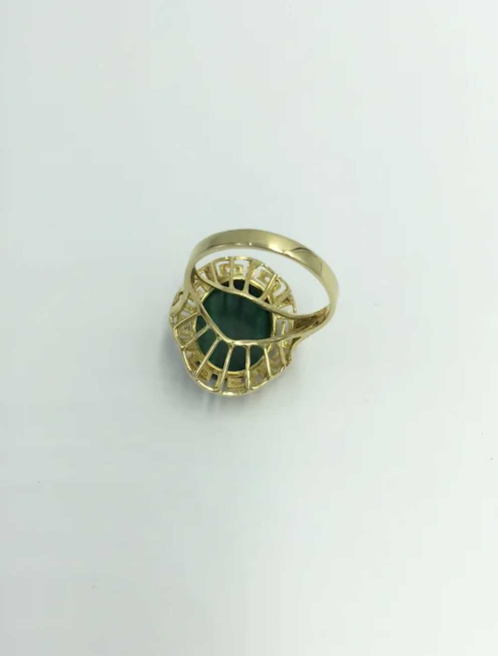 Greek Key Malachite 14K Yellow Gold Green Gemston… - image 10