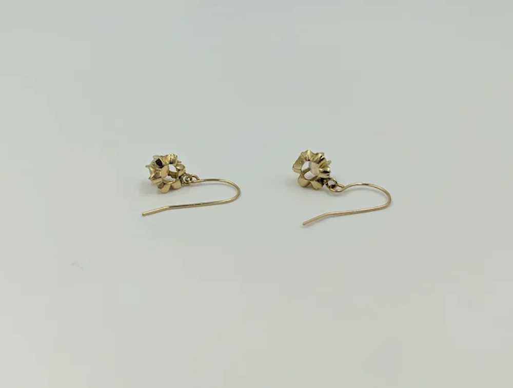 14K Yellow Gold Opal Gemstone Dangling Pierced Da… - image 6