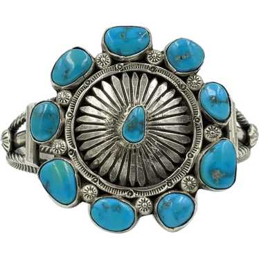 Native American Vintage Sterling Silver Turquoise… - image 1