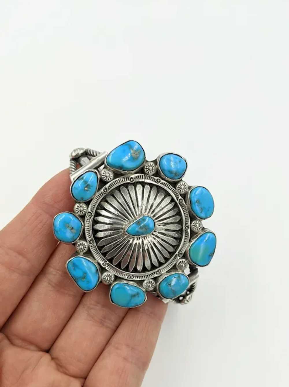 Native American Vintage Sterling Silver Turquoise… - image 5
