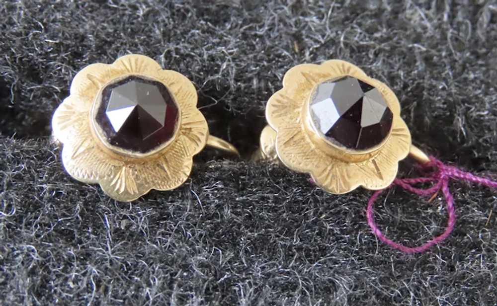 Pair of 19th Century Gold and Garnet Earrings - image 2