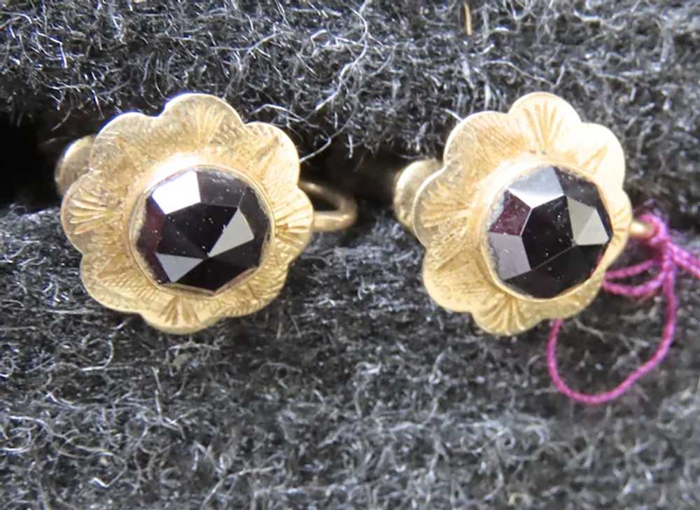 Pair of 19th Century Gold and Garnet Earrings - image 3