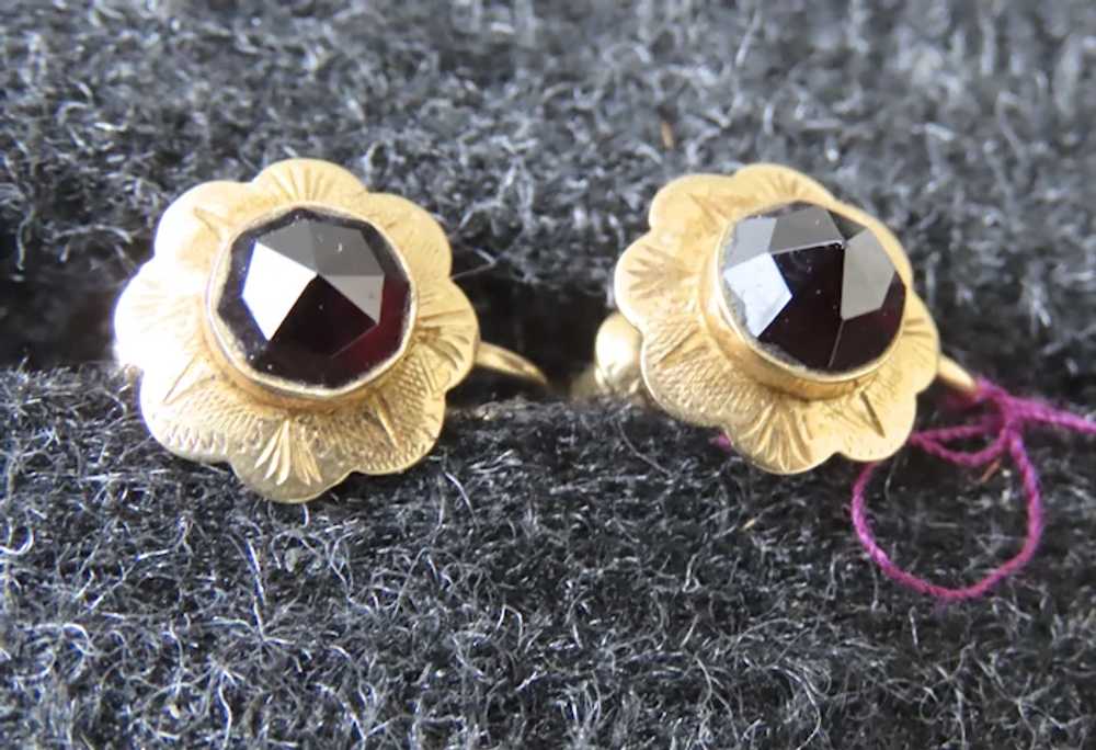 Pair of 19th Century Gold and Garnet Earrings - image 4