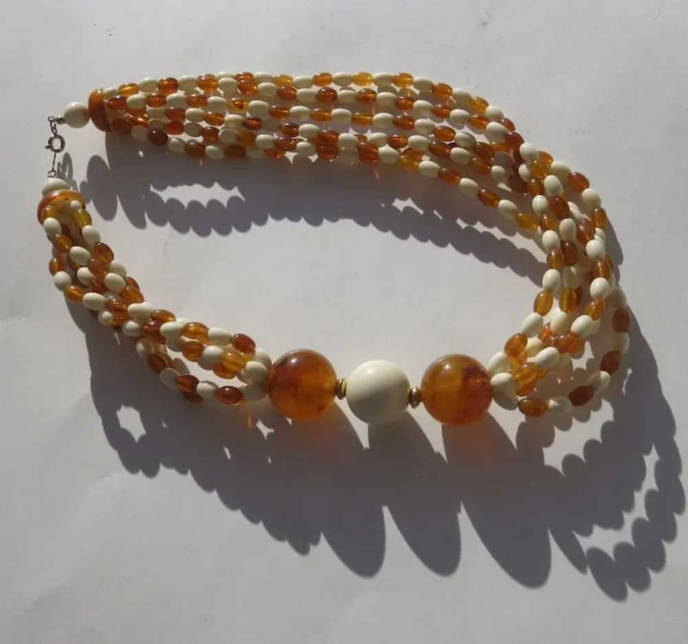 Vintage AVON Amber & Cream Lucite Thermoset Beads… - image 2