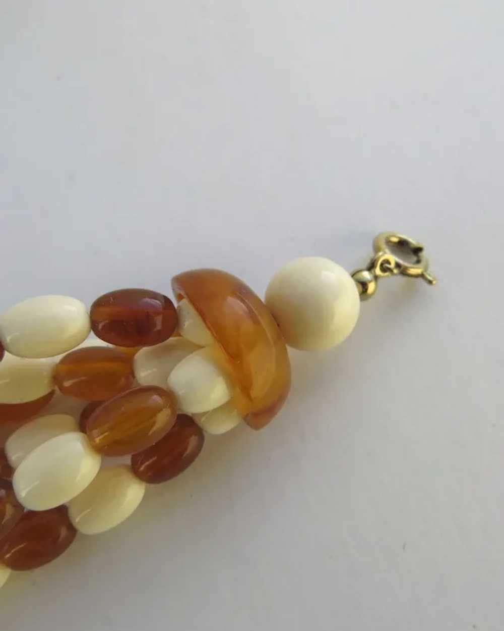 Vintage AVON Amber & Cream Lucite Thermoset Beads… - image 5