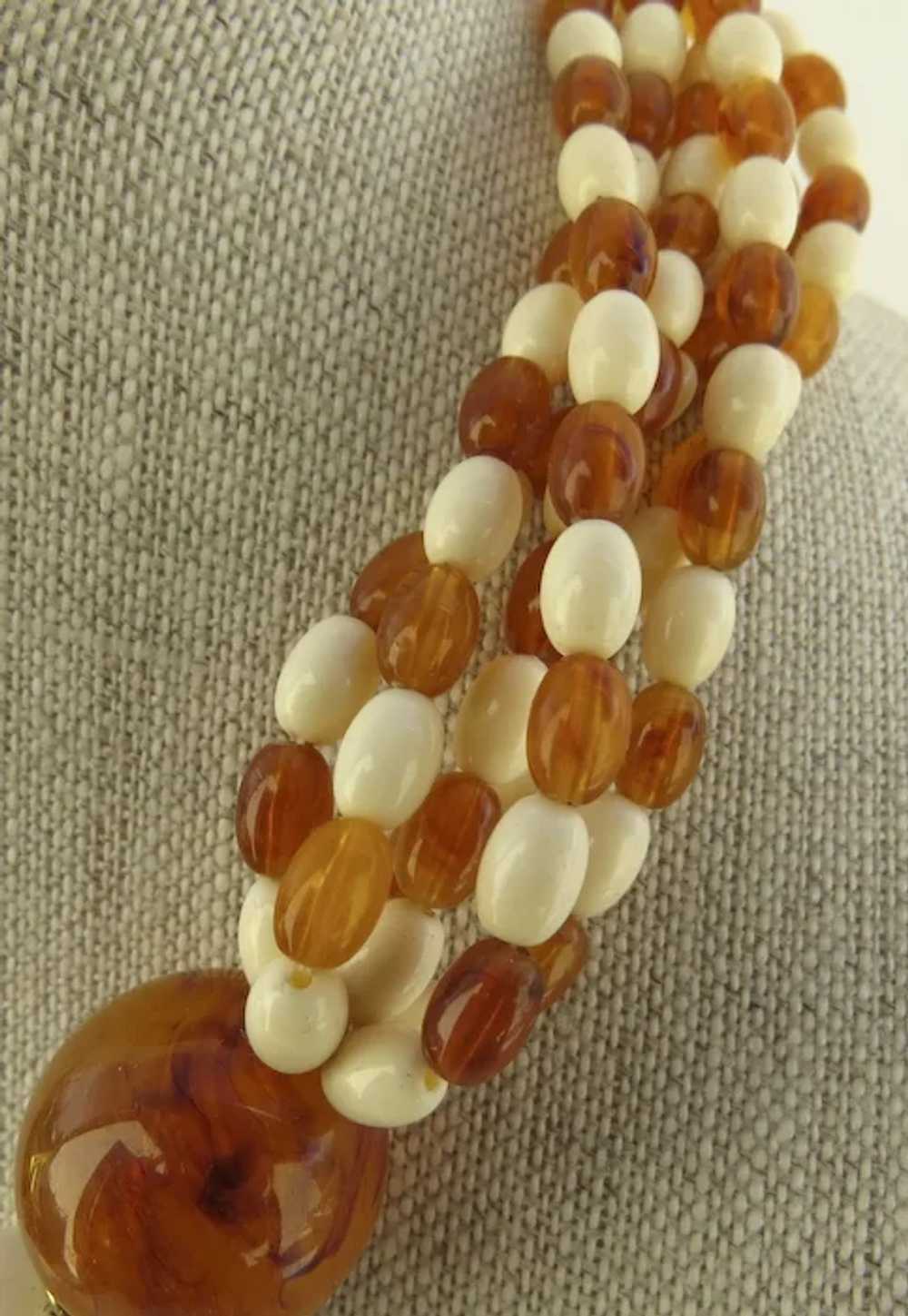 Vintage AVON Amber & Cream Lucite Thermoset Beads… - image 6