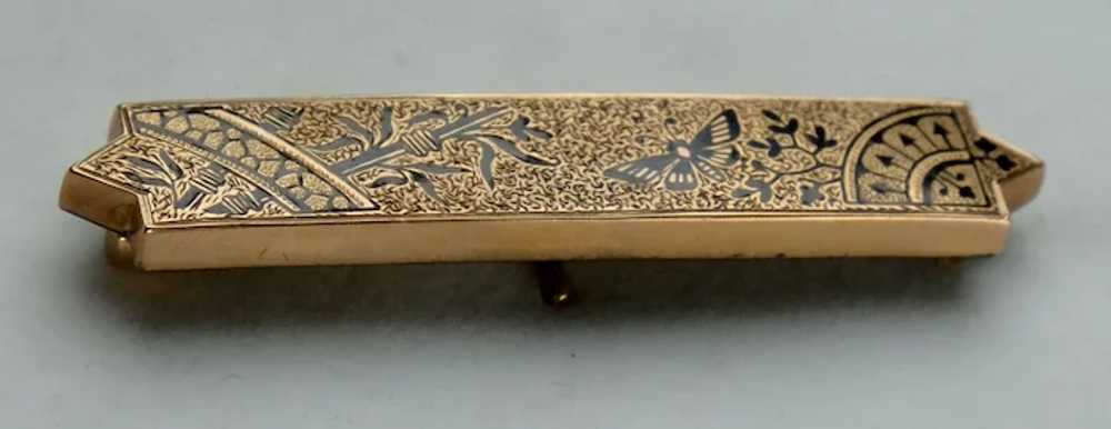 Victorian Aesthetic 14K Gold Butterfly Enamel Pin - image 3