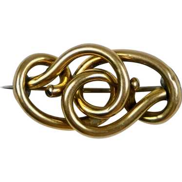 Understated Antique Gold Filled Love Knot Brooch - image 1