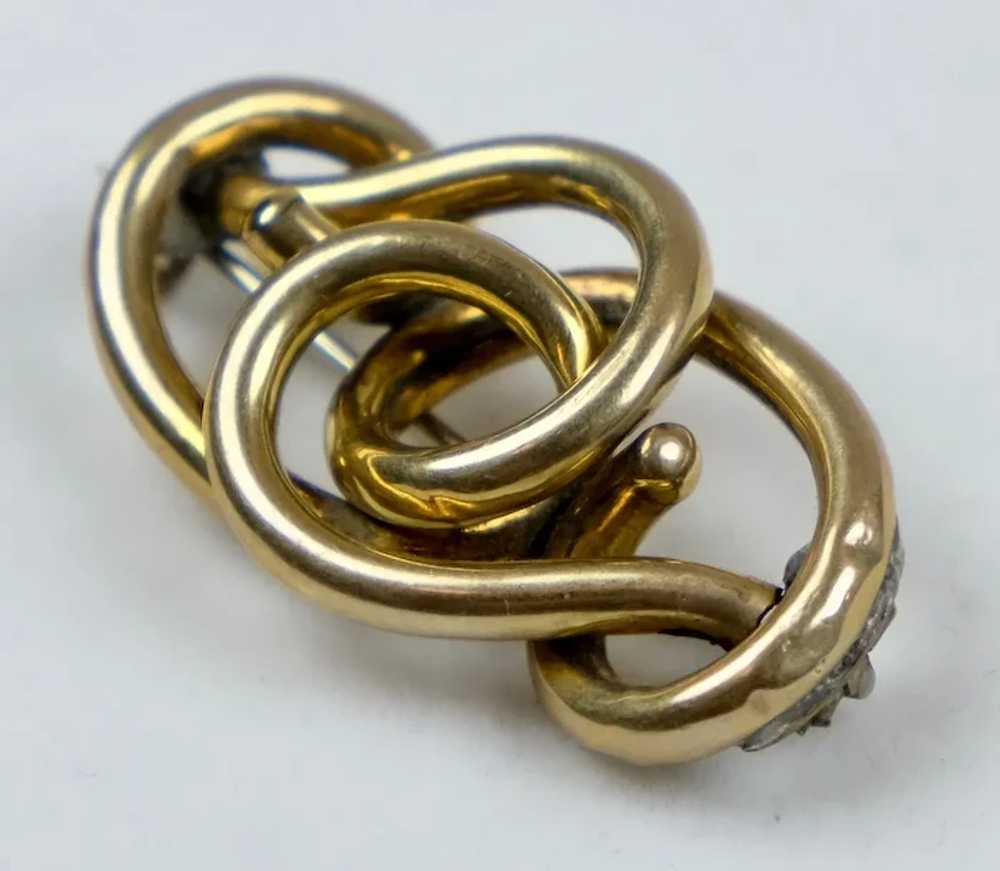 Understated Antique Gold Filled Love Knot Brooch - image 2