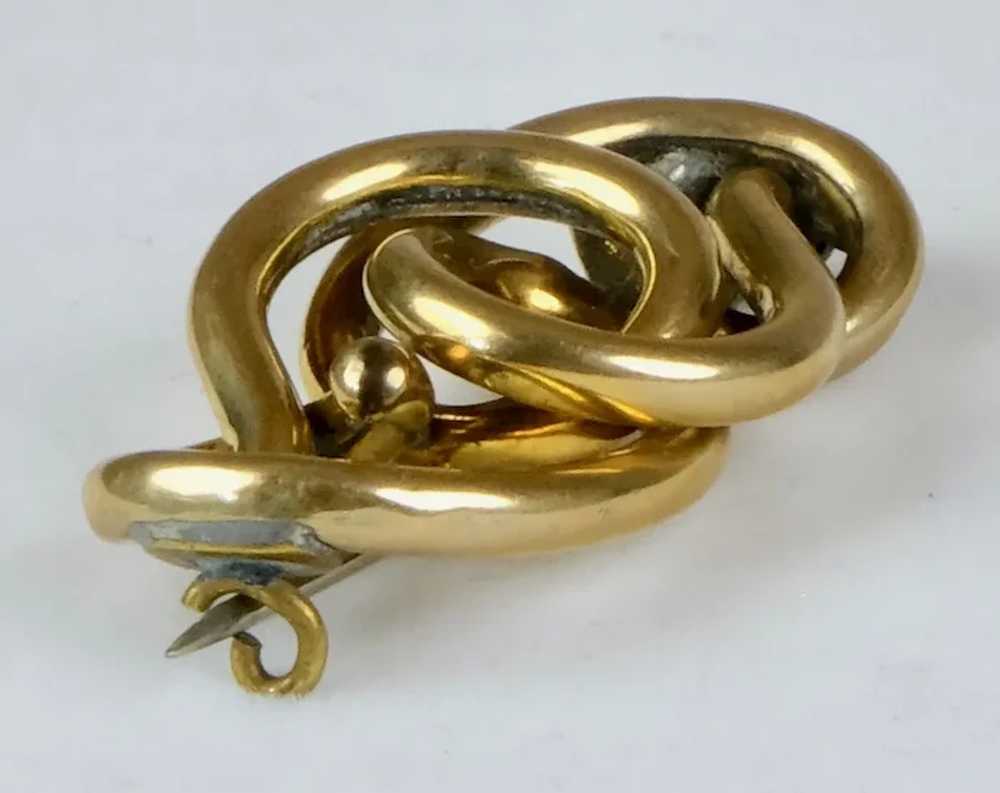 Understated Antique Gold Filled Love Knot Brooch - image 3
