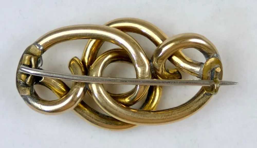 Understated Antique Gold Filled Love Knot Brooch - image 4