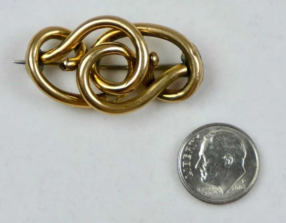 Understated Antique Gold Filled Love Knot Brooch - image 5