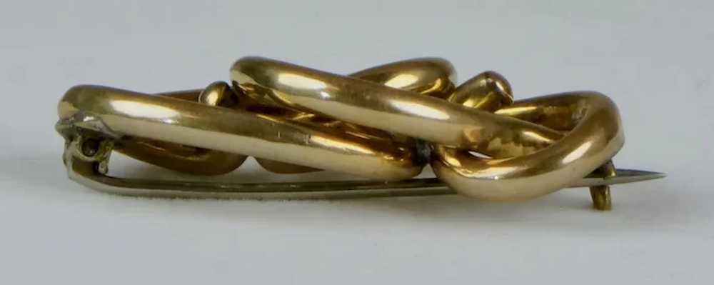 Understated Antique Gold Filled Love Knot Brooch - image 6