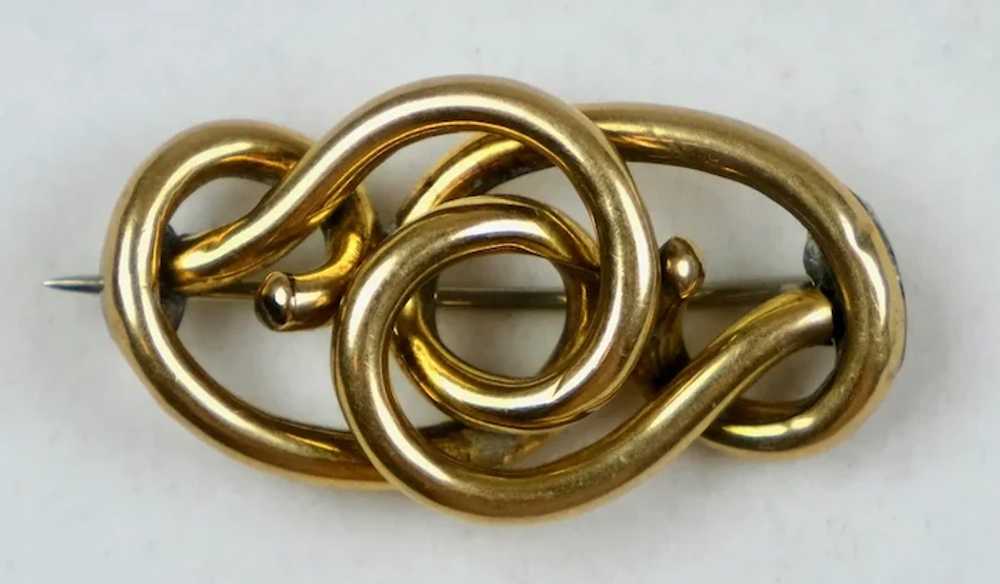 Understated Antique Gold Filled Love Knot Brooch - image 7
