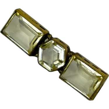 Art Deco Large Citrine Crystals Bar Brooch - image 1