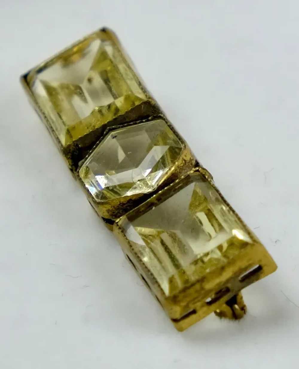 Art Deco Large Citrine Crystals Bar Brooch - image 2