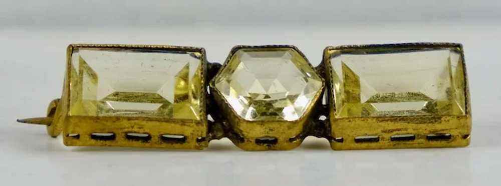 Art Deco Large Citrine Crystals Bar Brooch - image 3