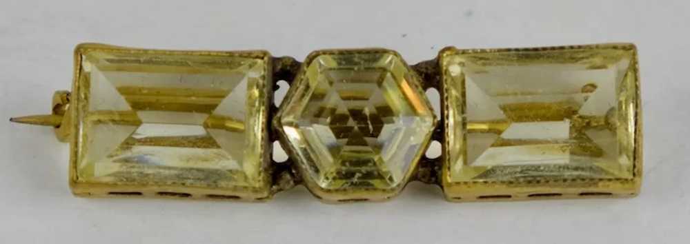 Art Deco Large Citrine Crystals Bar Brooch - image 5