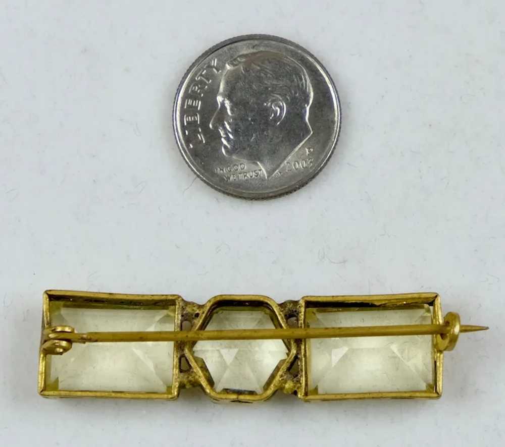 Art Deco Large Citrine Crystals Bar Brooch - image 6