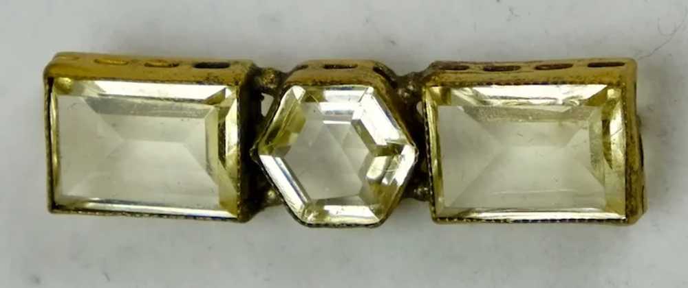 Art Deco Large Citrine Crystals Bar Brooch - image 7
