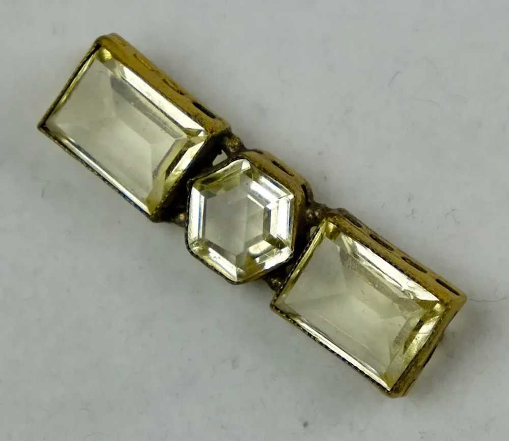 Art Deco Large Citrine Crystals Bar Brooch - image 8