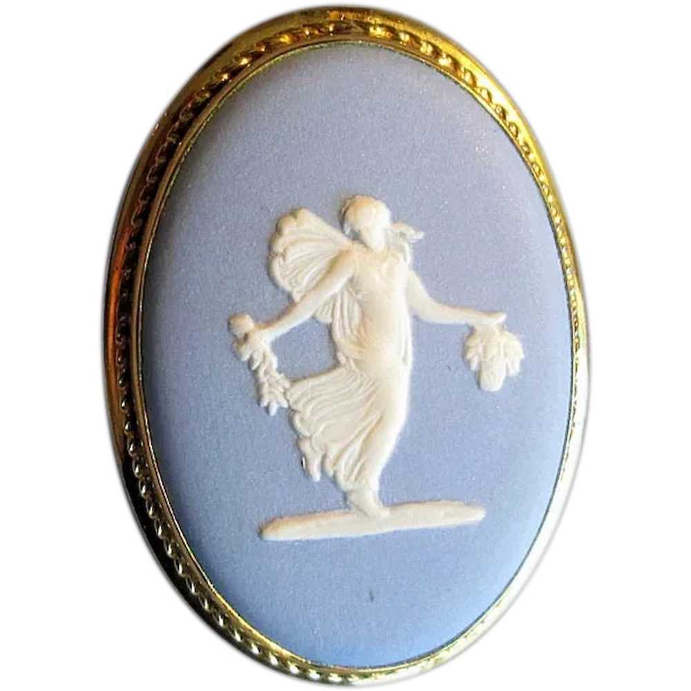 Gold-Filled Blue Wedgwood Cameo Pin/Pendant - image 1