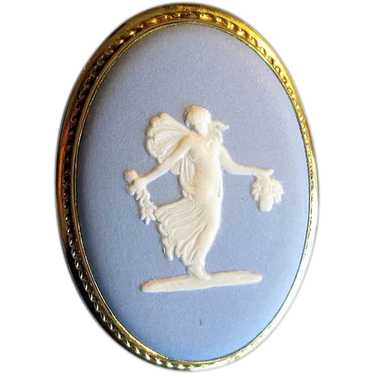 Gold-Filled Blue Wedgwood Cameo Pin/Pendant - image 1