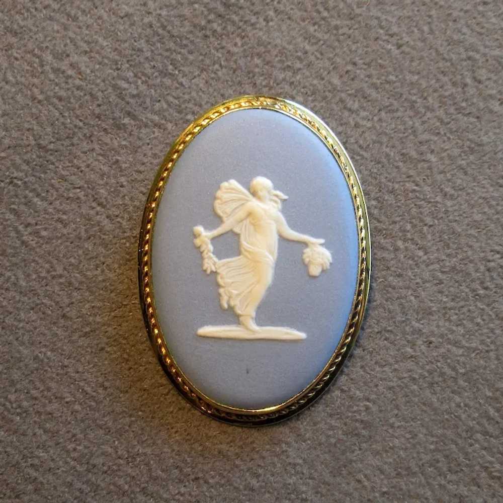 Gold-Filled Blue Wedgwood Cameo Pin/Pendant - image 2